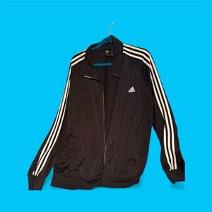 Adidas Black Track Jacket with White Stripes 3x